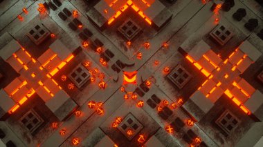 Soyut üç boyutlu kompozisyon. Fantastik metal structur