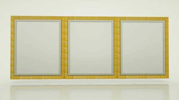3 διαστάσεων ξύλινο πλαίσιο φωτογραφίας σε λευκό φόντο. 3D r — Φωτογραφία Αρχείου