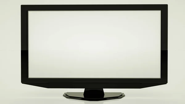 Stor platt svart TV på en vit bakgrund. 3D Render illustr ation — Stockfoto