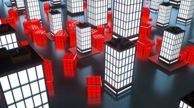 Işıkhücreleri ile dikdörtgenler soyut arka plan. 3d rend