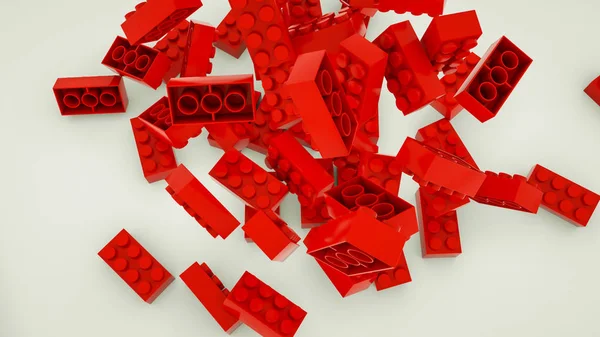 Pièces rectangulaires rouges du designer pour enfants sur une ba blanche — Photo