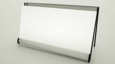 Şeffaf bir standda boş kartvizitler. 3d render. illus