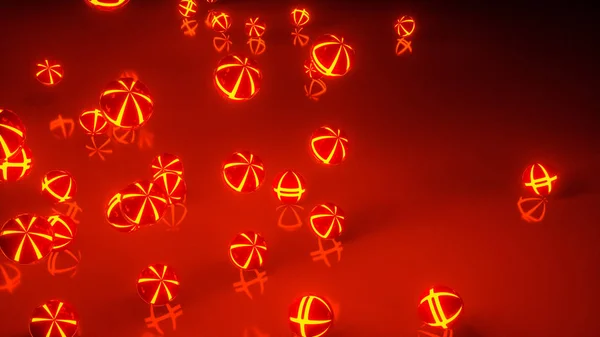 Dreidimensionale abstrakte Kugeln mit leuchtenden Mustern auf einem d — Stockfoto