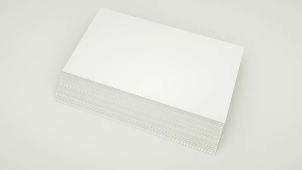 Blanke papirer er spredt på bordet. 3d rendering. illustrerer - Stock-foto