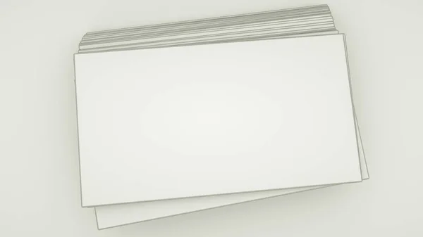Blanco papieren zijn verspreid over de tafel. 3D-rendering. illustrat — Stockfoto
