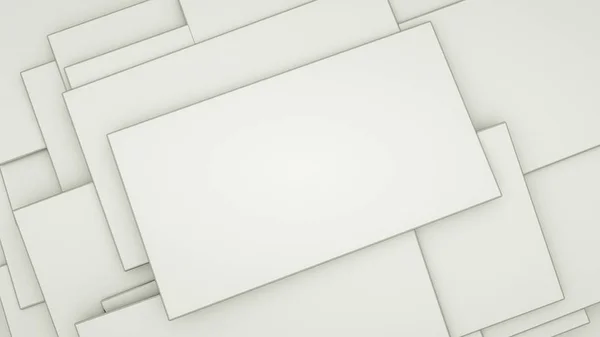 Les papiers blancs sont éparpillés sur la table. Rendement 3D. illustrat — Photo