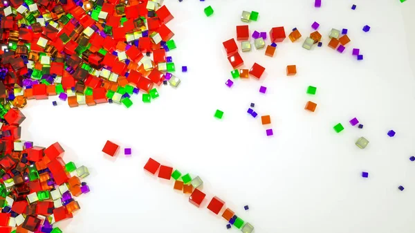 Resumo fundo de cubos multicoloridos dispersos. Renderi 3d — Fotografia de Stock
