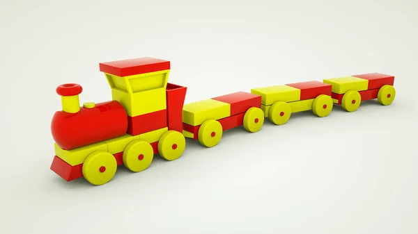 Speelgoed trein met kunststof wagons. illustratie 3D-rendering — Stockfoto