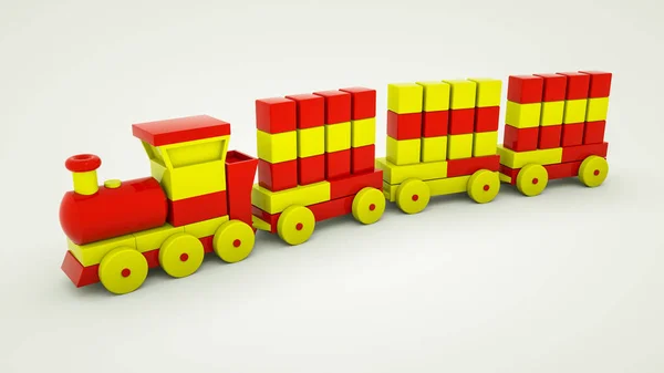 Train de jouets avec chariots en plastique. Illustration de rendu 3d — Photo