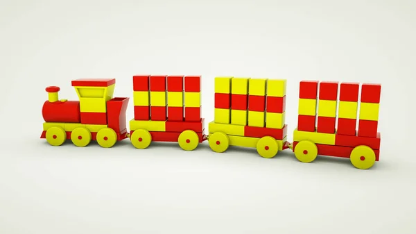 Train de jouets avec chariots en plastique. Illustration de rendu 3d — Photo