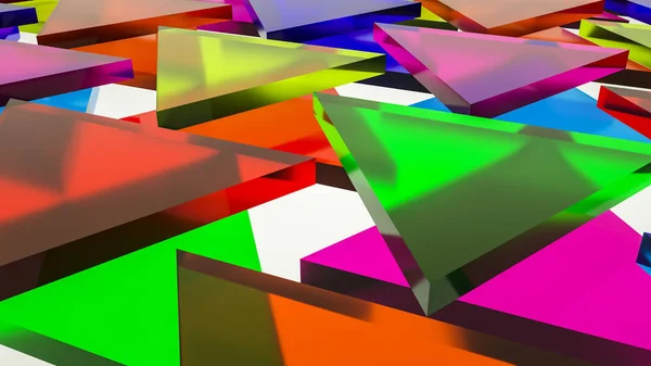 Fundo de triângulos transparentes multi-coloridos. Renderina 3d — Fotografia de Stock