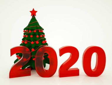 numaraları ile üç boyutlu stilize süslenmiş Noel ağacı