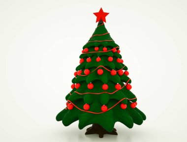 dekora ile stilize Noel ağacı nın üç boyutlu modeli