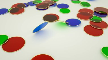 üç boyutlu saydam çok renkli diskler. Arka plan. 3