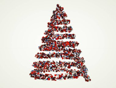 çok renkli küpler spiral noel ağacı stilize. 3d render