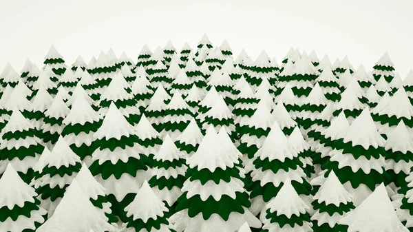 Alberi di Natale stilizzati tridimensionali con rami innevati . — Foto Stock