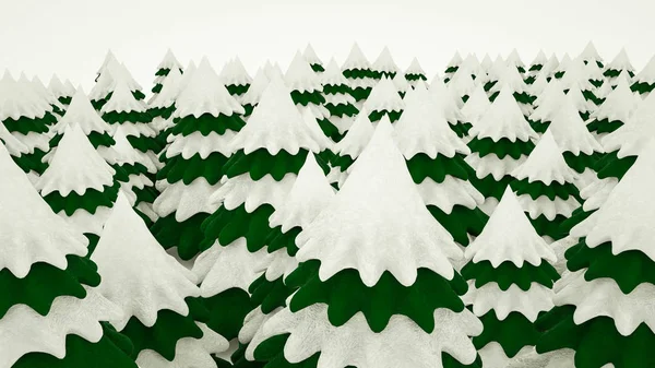 Árvores de Natal estilizadas tridimensionais com ramos nevados . — Fotografia de Stock