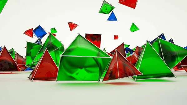 Трехмерные прозрачные многоцветные пирамиды. фон — стоковое фото