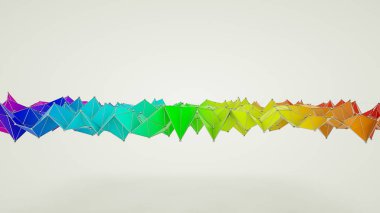 deforme düzlemden gökkuşağı düşük poli arka plan. 3d render il