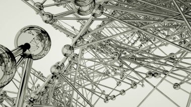 beyaz bir arka plan üzerinde küreler ve silindirler metal ızgara. 3d r
