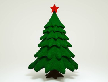 bir yıldız ile bir Noel ağacının stilize üç boyutlu modeli