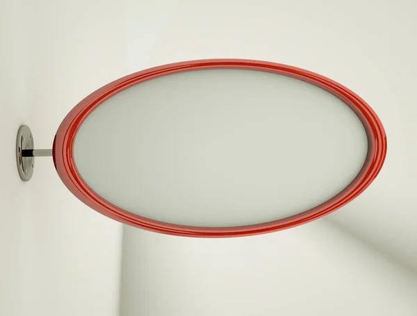 Oval blank advertising plate on the bracket. 3d rendering illust — Stock Photo, Image
