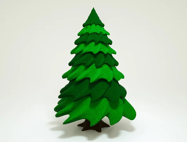 Stylized three-dimensional model of spruce on a white background — Stock Photo, Image