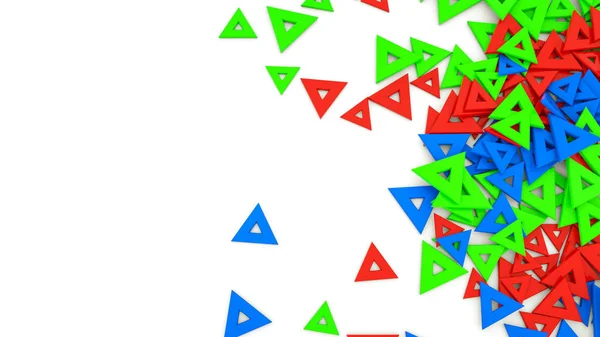 Triangoli tridimensionali multicolori luminosi su un dorso bianco — Foto Stock