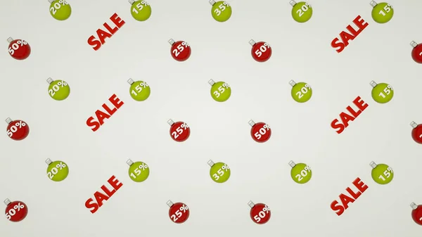 Üç boyutlu kelime satışı ve noel topları numaraları ile — Stok fotoğraf