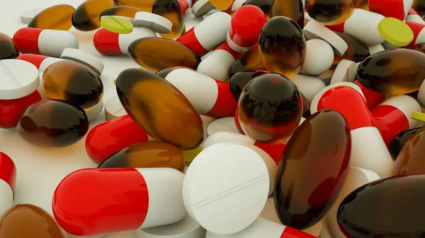 Tredimensionella tabletter i olika färger och former. 3D ren — Stockfoto