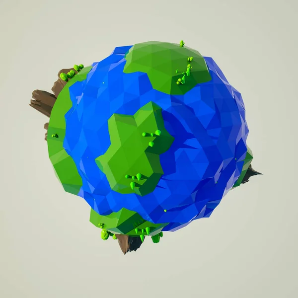 Dreidimensional stilisiertes Low-Poly-Modell des Planeten. 3d rend — Stockfoto