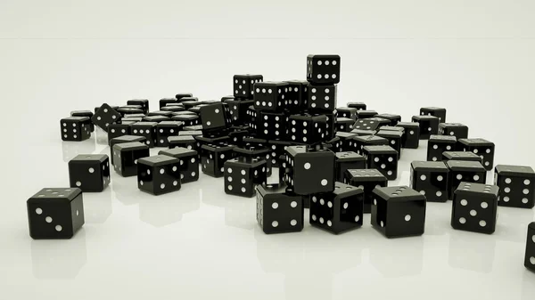 Um monte de preto tridimensional jogar cubos em um backgr branco — Fotografia de Stock