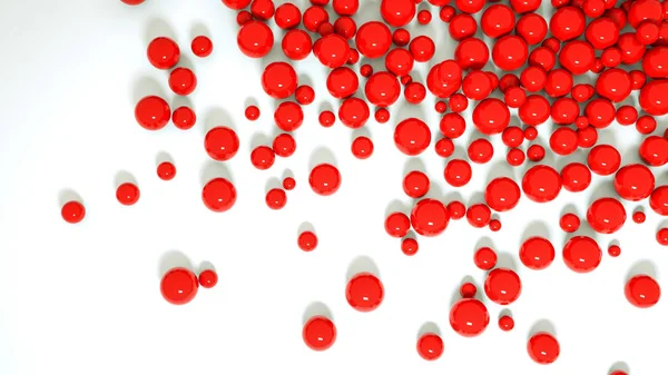 Tło gładkie czerwone kulki. Ilustracja 3d renderowania — Zdjęcie stockowe