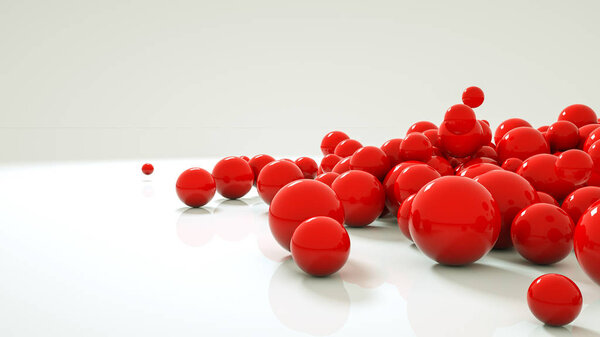 background of smooth red balls. 3d rendering illustration