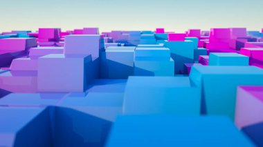 Üç boyutlu soyut menekşe-turkuaz afon. 3D görüntüleme