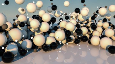Üç boyutlu kürelerin soyut arkaplanı. 3D görüntüleme