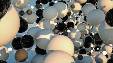 Üç boyutlu kürelerin soyut arkaplanı. 3D görüntüleme