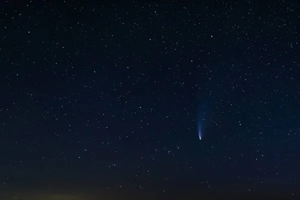 Cometa Neowise Céu Estrelado Noite — Fotografia de Stock