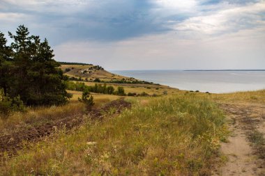 Volgograd rezervuarının manzarası. Yaz manzarası