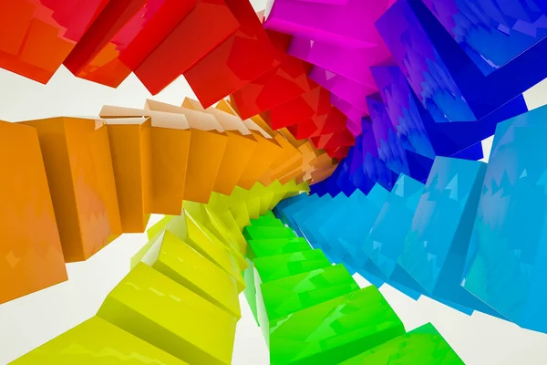 Cubos Tridimensionais Multicoloridos Coletados Espiral Renderizar Ilustração — Fotografia de Stock