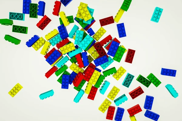Parti Tridimensionali Multicolori Del Costruttore Bambini Uno Sfondo Bianco Illustrazione — Foto Stock
