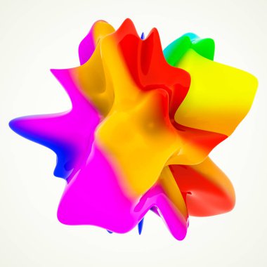 çok renkli, parlak, beyaz arkaplanda izole edilmiş üç boyutlu şekil. 3d resimleme
