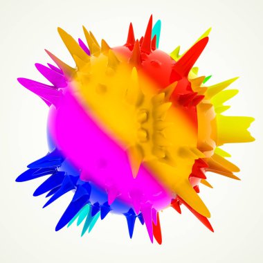 çok renkli, parlak, beyaz arkaplanda izole edilmiş üç boyutlu şekil. 3d resimleme