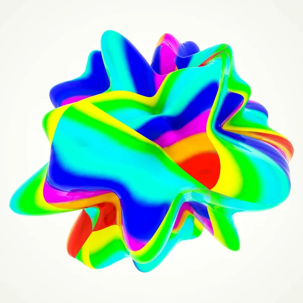 Forma Tridimensional Brilhante Multicolorido Brilhante Isolado Fundo Branco Renderizar Ilustração — Fotografia de Stock