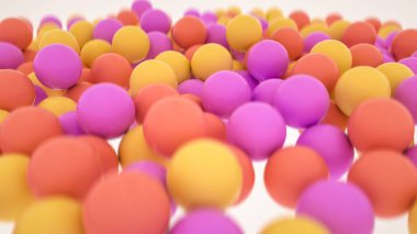 çok renkli üç boyutlu küreler var. Kalın bir alan derinliği. 3d resimleme
