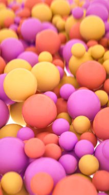 çok renkli üç boyutlu küreler var. Kalın bir alan derinliği. 3d resimleme