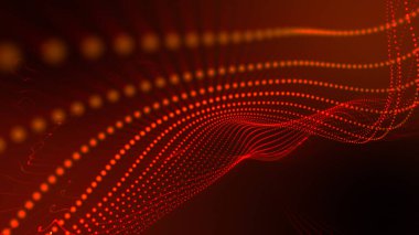 Turuncu parlayan parçacıkların arka planı. 3d resimleme