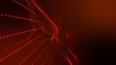 Turuncu parlayan parçacıkların arka planı. 3d resimleme