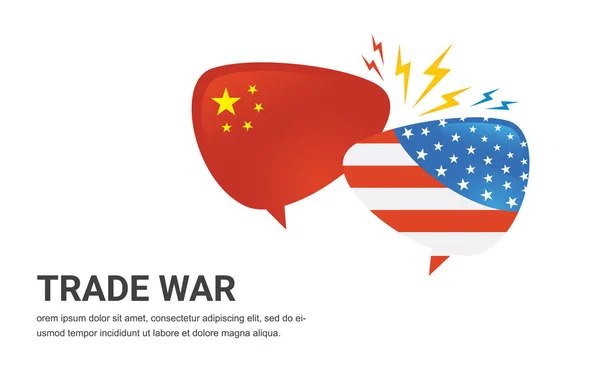 Μας την Αμερική και την Κίνα σημαίες στο συννεφάκι ομιλίας γυαλιστερό. ΗΠΑ και η Κίνα εμπορικές σχέσεις, στρατηγική συνεργασία. — Διανυσματικό Αρχείο