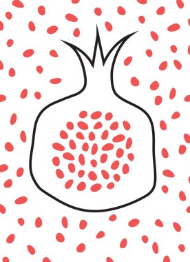 soyut nar kartı. Nar tasarım sulu taze meyve simgesi tohum arka plan ile. vektör şablonu.